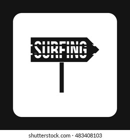 Surfing direction sign icon in simple style on a white background vector illustration