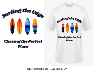 Surfing the Edge Chasing the perfect wave stylish t-shirt and apparel trendy for Men and Women