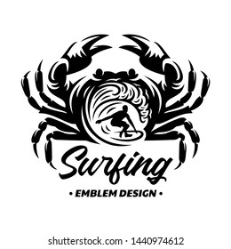 Surfing emblems, illustrations, t-shirt designs vector on white background