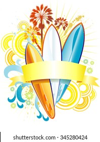 Surfing Emblem-Vector illustration of stylized surfboards