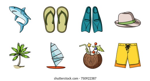 Surfing and extreme icons in set collection for design. Surfer and accessories vector symbol stock  illustration.