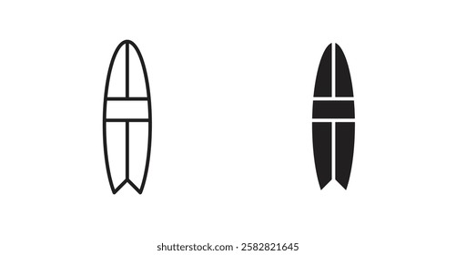 Surfing filled and outlined icons vectors on white background
