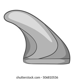 Surfing fin icon. Gray monochrome illustration of surfing fin vector icon for web design