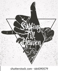 surfing finger symbol or simple vector