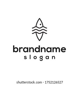 surfing fish logo design vector