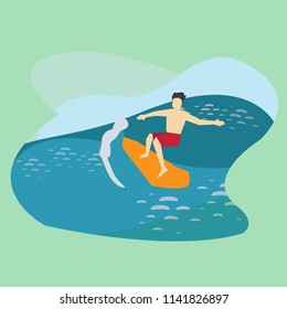 Surfing in Flat Design