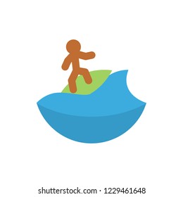 surfing flat fector icon