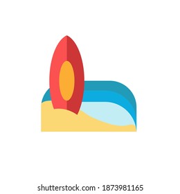 Surfing flat icon. Color simple element from summer tourism collection. Creative Surfing icon for web design, templates, infographics and more