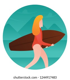 Surfing flat icon design, water sports