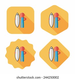 surfing flat icon with long shadow