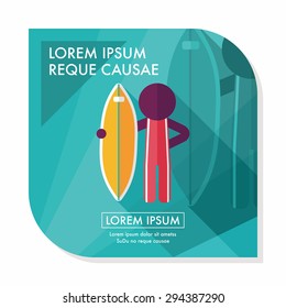 surfing flat icon with long shadow
