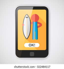 surfing flat icon with long shadow