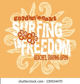 Surfing is freedom - print for girl wear in custom colors