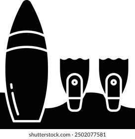 surfing gear solid glyph vector illustration