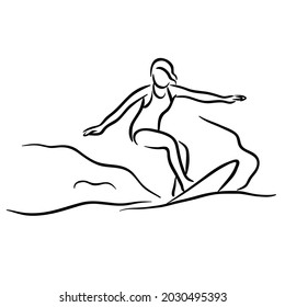 surfing girl Clip art Line art.