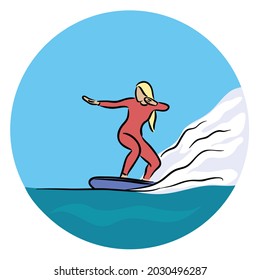 surfing girl Illustration vector isolated