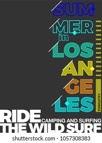 Surfing graphic about Los Angeles California / Typography Design / Vector Artwork