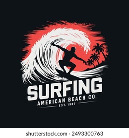 surfing graphic vector t-shirt design