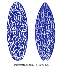 Surfing Graphics and Poster for web design or print. Surfer, beach style lettering. Surf typography Badge. Surfboard seal, elements, symbols. Summer boarding.