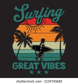 Surfing great vibes t shirt design