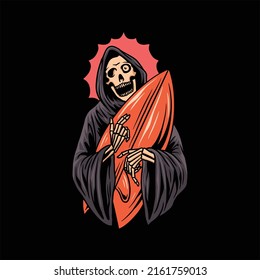 surfing grim reaper vector design