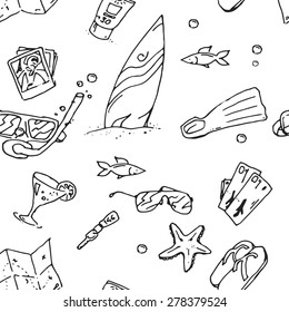 surfing hand draw pattern, summer time, excellent vector illustration, EPS 10