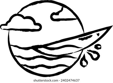 surfing hand drawn vector illustration