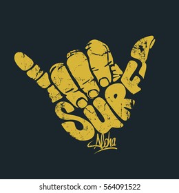 Surfing hand sign aloha print