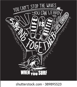 Surfing hand sign sketch
