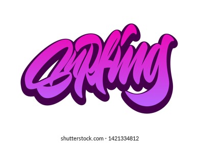  Surfing handwritten vector lettering design. Vector calligraphy illustration isolated. Typography for banners, badges, postcard, t-shirt, prints, posters.
