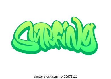 Surfing. Handwritten vector lettering design. Vector calligraphy illustration isolated. Typography for banners, badges, postcard, t-shirt, prints, posters.