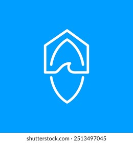 surfing house ocean sport minimalist logo design vector