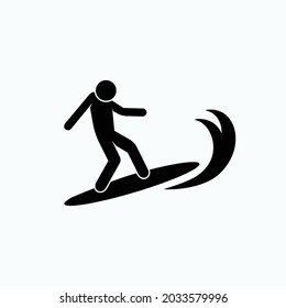 Surfing Icon. Beach Sports Symbol  - Vector.