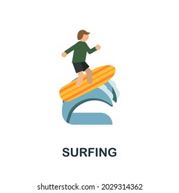 Surfing icon. Flat sign element from extreme sport collection. Creative Surfing icon for web design, templates, infographics and more