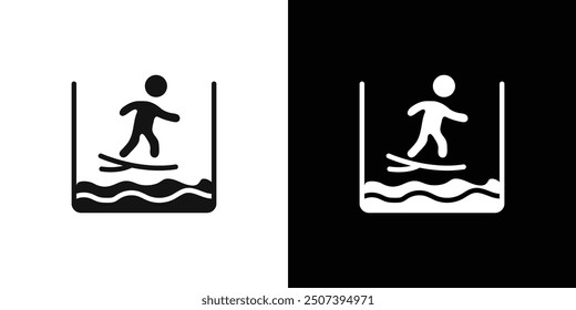 surfing icon Flat vector set outline