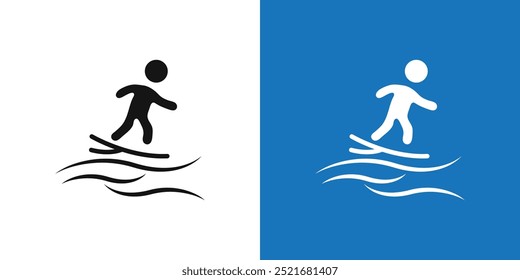 surfing icon Flat vector set outline