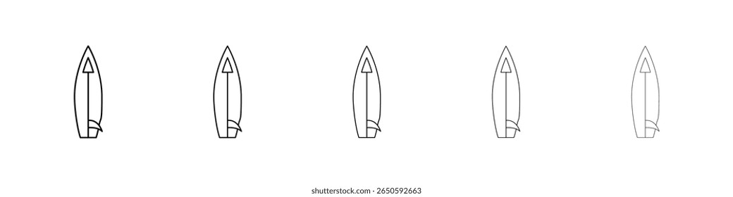 Surfing icon graphic set. trendy stroke line style