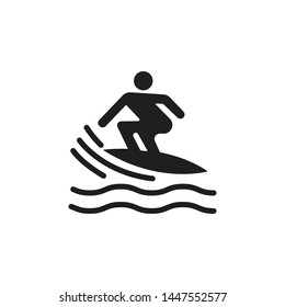 Surfing Icon Isolated On White Background. Summer Symbol Modern Simple Vector Icon For Website Or Mobile App