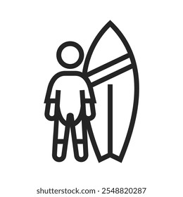 Surfing Icon, Isolated Outline Vector Icon in White and Black Colors. From Gestures Collection for Web, Mobile Apps, and UI