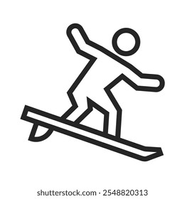 Icono de surf, Icono de Vector de contorno aislado en Colores blancos y negros. Colección de gestos para Web, App móviles e interfaz de usuario