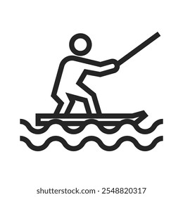 Surfing Icon, Isolated Outline Vector Icon in White and Black Colors. From Gestures for Web, Mobile Apps, and UI
