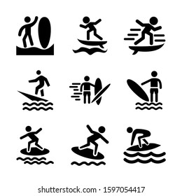 surfing icon isolated sign symbol vector illustration - high quality black style vector icons
