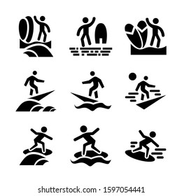 surfing icon isolated sign symbol vector illustration - high quality black style vector icons
