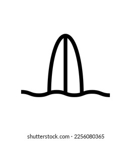 Surfing icon line isolated on white background. Black flat thin icon on modern outline style. Linear symbol and editable stroke. Simple and pixel perfect stroke vector illustration