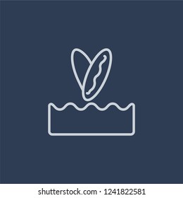 Surfing icon. Surfing linear design concept from Camping collection. Simple element vector illustration on dark blue background.