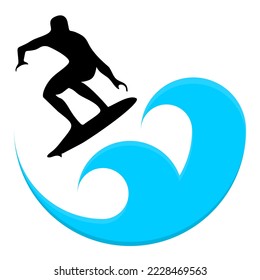 surfing icon logo isolated on white