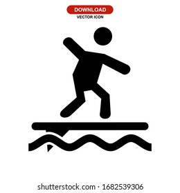 surfing icon or logo isolated sign symbol vector illustration - high quality black style vector icons
