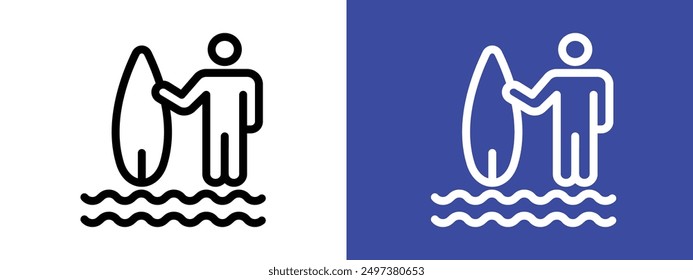surfing icon logo sign set vector outline