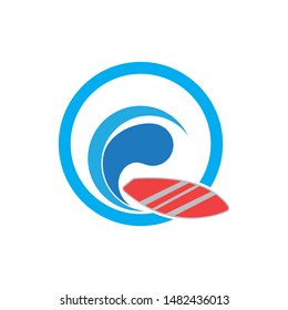 surfing icon logo vector illustration design