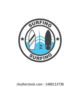 surfing icon logo vector illustration design